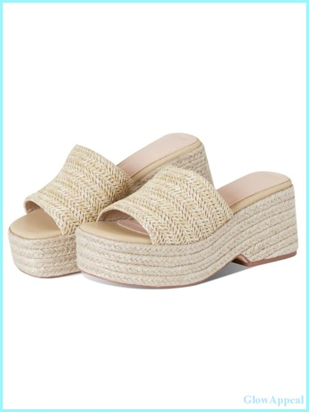 EQAUDES Women's Open Toe Platform Espadrille Wedge Sandals PU Leather Summer